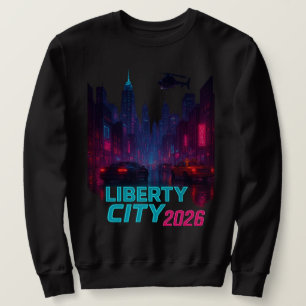 Sweatshirt Neon Liberty 2026 Ville Cyberpunk   Mode Futuriste