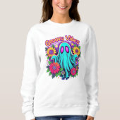 Sweatshirt Neon tendance Floral Retro Ghost Super Halloween (Devant)
