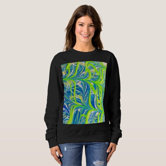 Sweatshirt Neon Vines on Blue Marble (Devant entier)