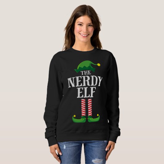 Sweatshirt Nerdy Elf Matching Family Group (Devant entier)