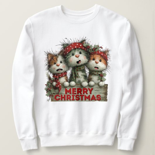Sweatshirt Nerry Christmas Cats (Design devant)