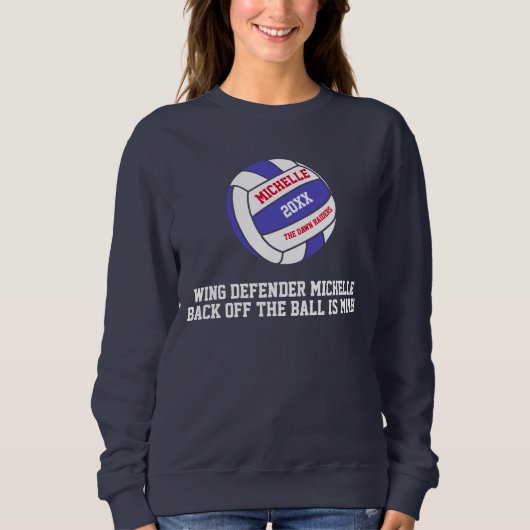 Sweatshirt Netball bleu blanc aile ailé défenseur fille (Devant)