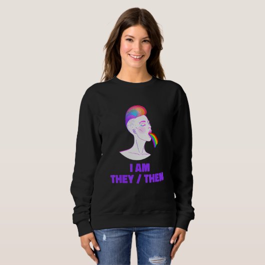 Sweatshirt Neutral Rainbow Pride Genderless - Non Binary Gend (Devant entier)