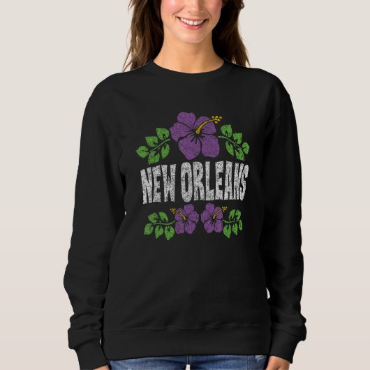 Sweatshirt New Orleans Flowers Distressed Color Print (Devant)