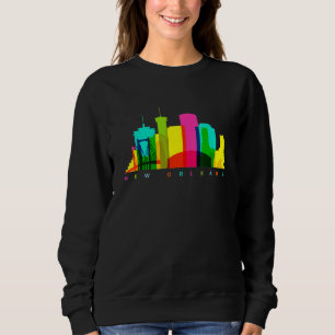 Sweatshirt New Orleans Louisiana Skyline Coloré American Ci