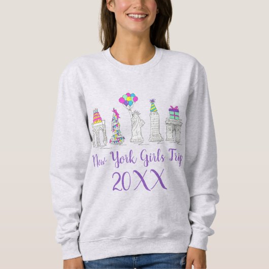 Sweatshirt New York City NYC Landmarks fête d'anniversaire (Devant)