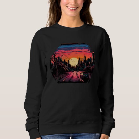 Sweatshirt New York City Skyline Sunset Heat (Devant)