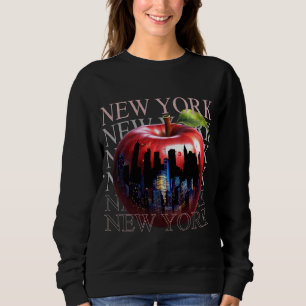 Sweatshirt New York La Grande Pomme Fruit Silhouette Ville