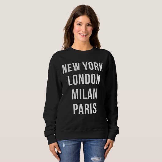 Sweatshirt New York Londres Milan Paris (Devant entier)