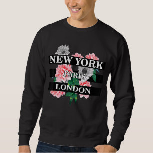 Sweatshirt New York Paris Londres Attendez-Moi Graphisme Desi