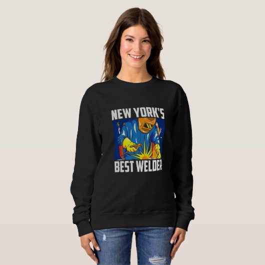 Sweatshirt New York's Best Welder Ironworker Ironsmith Weldin (Devant entier)