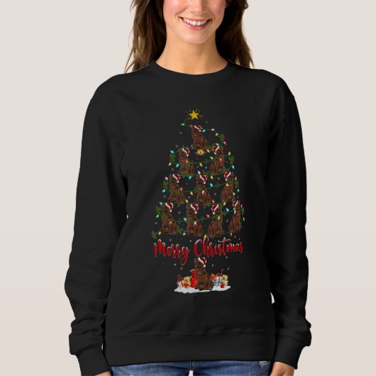 Sweatshirt Newfoundland Dog Christmas Tree Lights Newfoundlan (Devant)