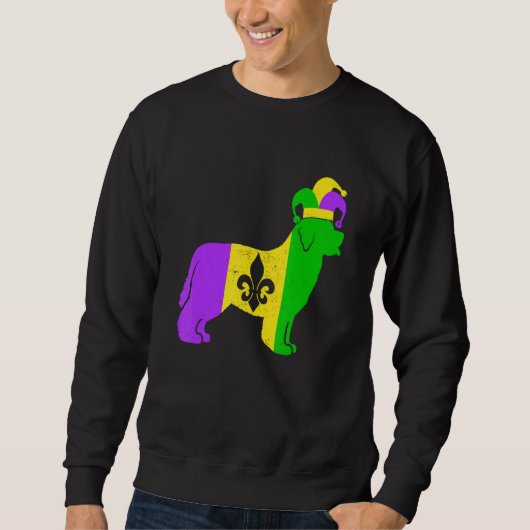 Sweatshirt Newfoundland Dog Mardi Gras Carnivals Funny Puppy  (Devant)