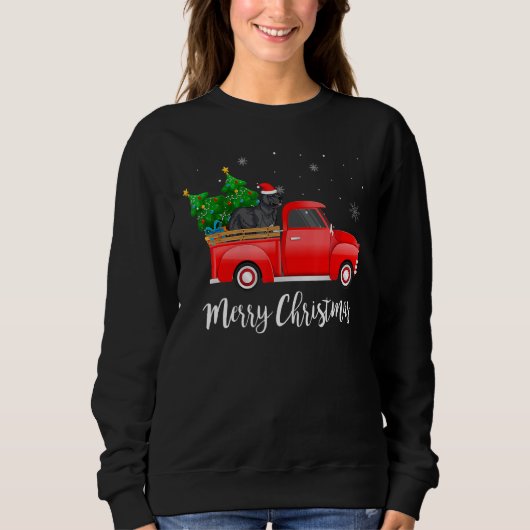 Sweatshirt Newfoundland Red Truck Christmas Tree Xmas Dog (Devant)