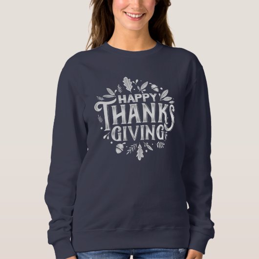 Sweatshirt Nice Bon thanksgiving texte avec Automne Feuille (Devant)