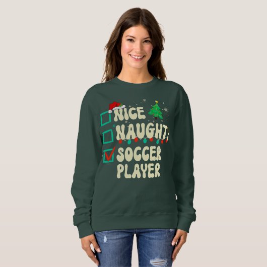 Sweatshirt Nice Naughty Russe Pyjama Humour Noël Noël (Devant entier)