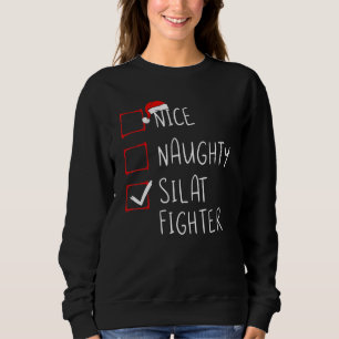 Sweatshirt Nice Naughty Silat Fighter List Noël Père Noël Cl