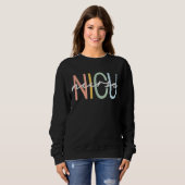 Sweatshirt Nicu Nurse Icu Neonatal Boho Rainbow Team Tiny Hum (Devant entier)