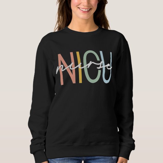 Sweatshirt Nicu Nurse Icu Neonatal Boho Rainbow Team Tiny Hum (Devant)