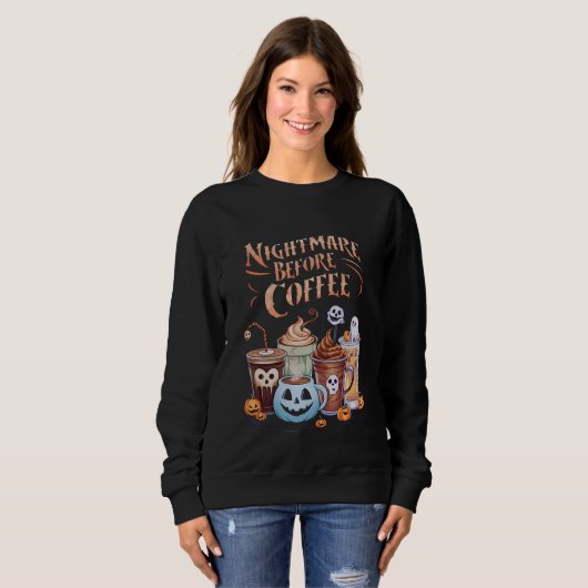 Sweatshirt Nightmare avant café Citrouille épice Halloween (Devant entier)