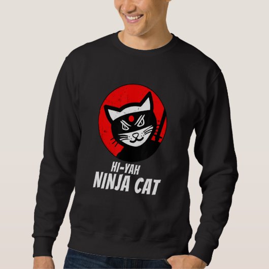 Sweatshirt Ninja Chat Distressed Tee Pour Chat Meow Katana Ca (Devant)