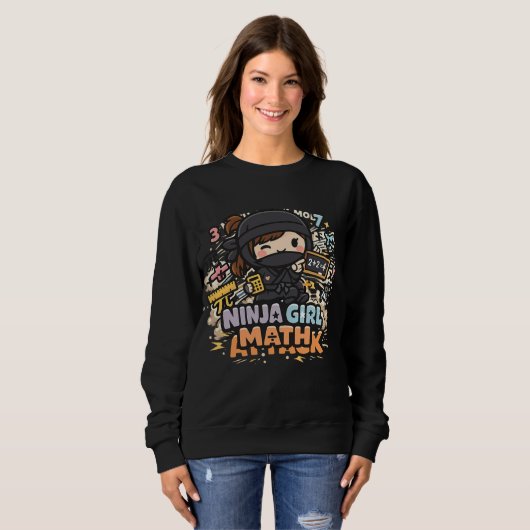 Sweatshirt Ninja Girl Math – Math Attack Mode | Diseño divert (Devant entier)