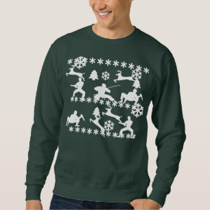 Sweatshirt Ninjas et renne combattant Noël laid ont sué 2