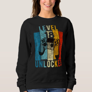 Sweatshirt Niveau 18 Jeu vidéo déverrouillé 18 ans 18e Bir