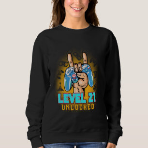 Sweatshirt Niveau 21 Débloqué Vidéo Drôle de Jeu d'Anniversai