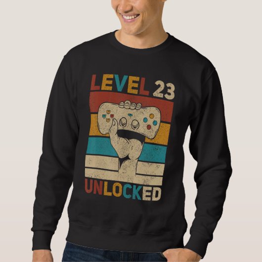Sweatshirt Niveau 23 Déverrouillé 23e anniversaire Jeu âgé de (Devant)