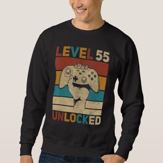Sweatshirt Niveau 55 Déverrouillé 55e anniversaire 55 ans Jou (Devant)