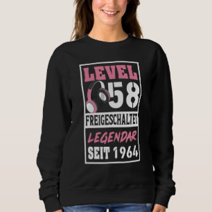 Sweatshirt Niveau 58 ans Gamer Girl depuis 1964 Anniversaire