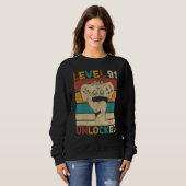 Sweatshirt Niveau 91 Déverrouillé 91e anniversaire Jeu âgé de (Devant entier)