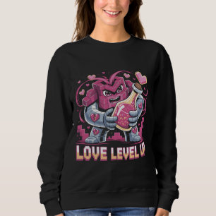 Sweatshirt Niveau Amour Voxel Robot Rose Potion Rétro Cœur