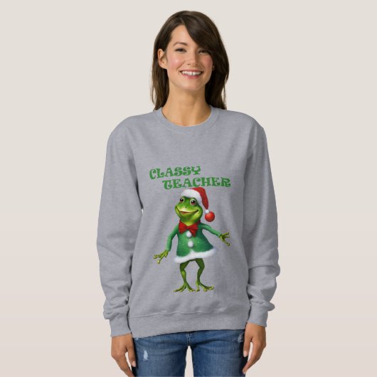 Sweatshirt noël23, grenouille, enseignant, IA générée (Devant entier)