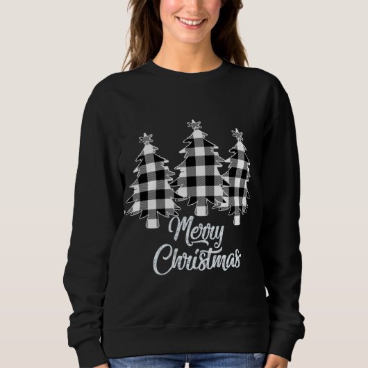 Sweatshirt Noël Arbre Blanc Buffle Plaid Noël (Devant)