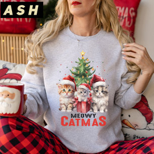Sweatshirt Noël Arbre cadeau de chat, Meowa Catmas Noël