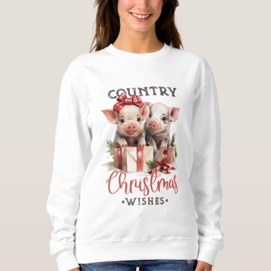 Sweatshirt Noël aux cochons mignons (Devant)