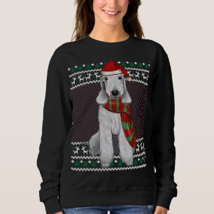 Sweatshirt Noël Bedlington Terrier Chien Santa Hat Moche Noël