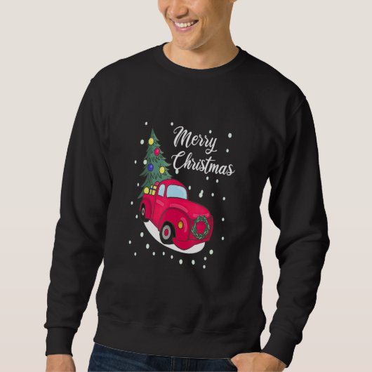Sweatshirt Noël Camion Rouge Arbre Joyeux Vintage Chris (Devant)