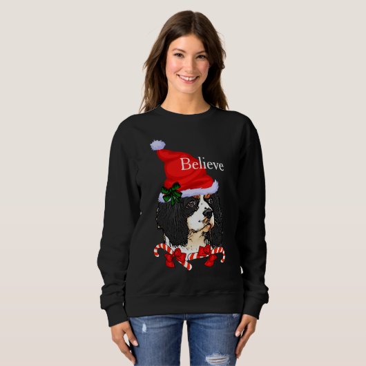 Sweatshirt Noël Cavalier King Charles Spaniel (Devant entier)