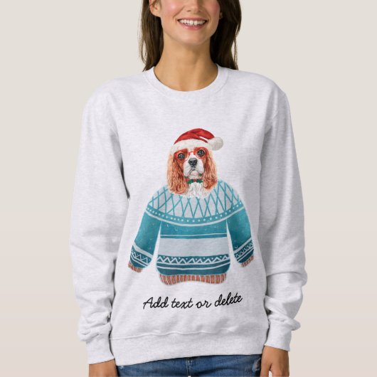 Sweatshirt Noël Cavalier Roi Espagnol Vilain Chien de Noël Ma (Devant)