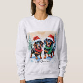 Sweatshirt Noël chiots teckel chien saucisson chiots (Devant)