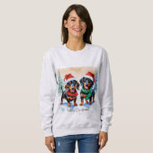 Sweatshirt Noël chiots teckel chien saucisson chiots (Devant entier)