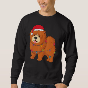 Sweatshirt Noël Chow Chow Chapeau de Père Noël Lumières Xmas