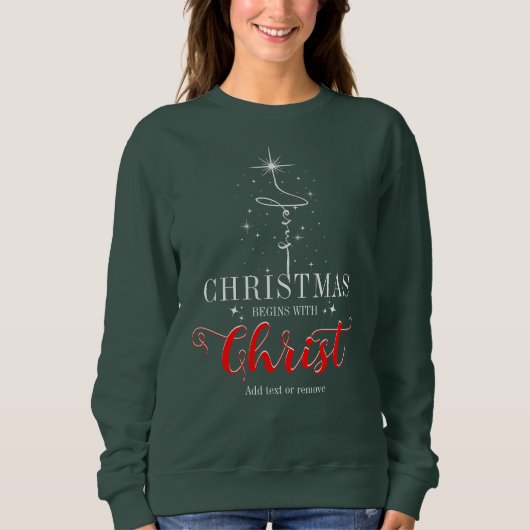 Sweatshirt Noël commence avec Christ Jésus Croix chrétien (Devant)