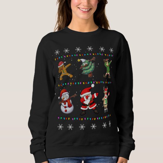 Sweatshirt Noël Dabbing Père Noël Elves Xmas (Devant)