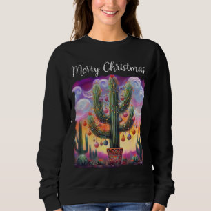 Sweatshirt Noël dans le désert Sud-Ouest Saguaro Cactus