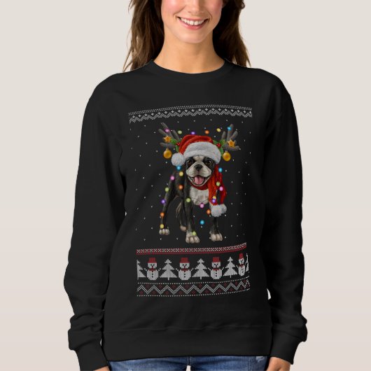 Sweatshirt Noël de Boston Terrier (Devant)
