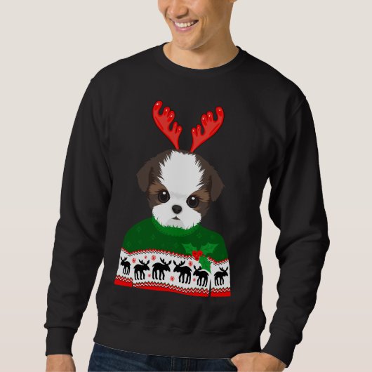 Sweatshirt Noël de Shih Tzu (Devant)